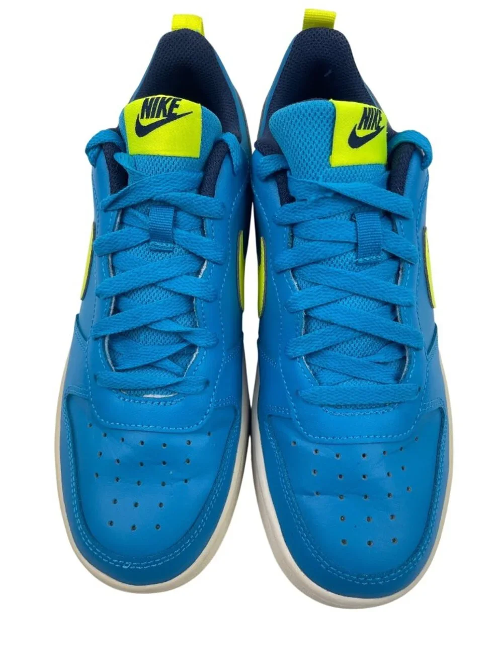 Nike Court Borough Low 2 Blue Lemon Venom Tennis Shoes Sneakers Size 7Y Youth